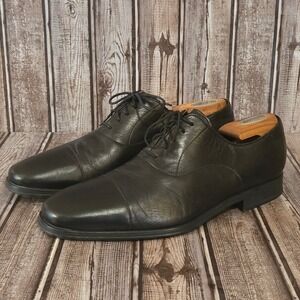 Sz 9 Mens Magnanni Mens Black Leather Cap Toe Oxford Dress Shoes Made in Spain